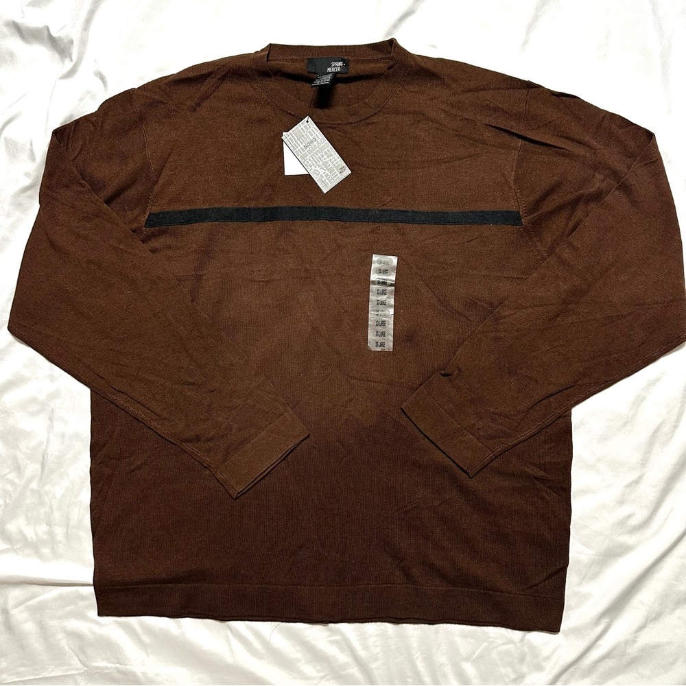 Men's Brown Sweater with Black Stripe